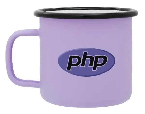 PHP — Metal enamel mug, matte light pastel purple, 360ml