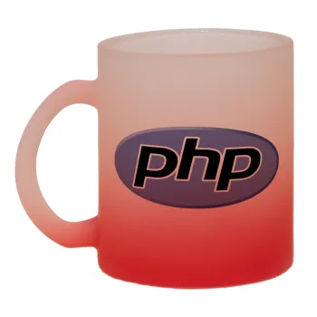 PHP, Κούπα γυάλινη δίχρωμη με βάση το κόκκινο ματ, 330ml