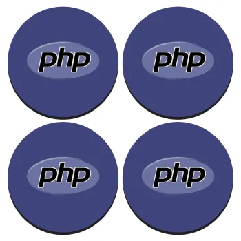 PHP, ΣΕΤ 4 Σουβέρ ξύλινα στρογγυλά (9cm)