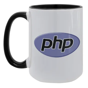 PHP, Κούπα Mega 15oz, κεραμική Μαύρη, 450ml