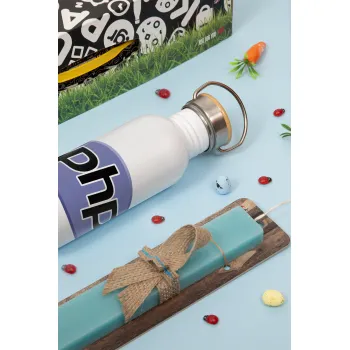 PHP, Πασχαλινή Λαμπάδα με παγούρι μεταλλικό (620ml, stainless steel) & κερί αρωματικό πλακέ (30cm) (ΤΙΡΚΟΥΑΖ)