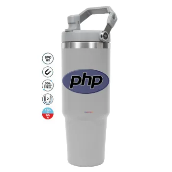 PHP, GREY color, 890ml (30oz) stainless Steel Tumbler with Handle