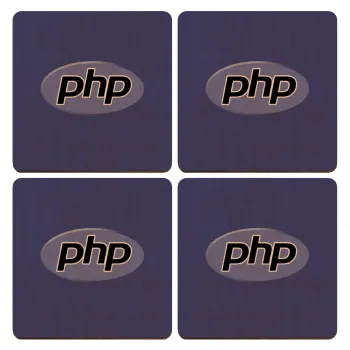 PHP, ΣΕΤ x4 Σουβέρ ξύλινα τετράγωνα plywood (9cm)