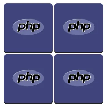 PHP, ΣΕΤ 4 Σουβέρ ξύλινα τετράγωνα (9cm)