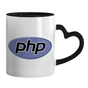 PHP, Mug heart black handle, ceramic, 330ml