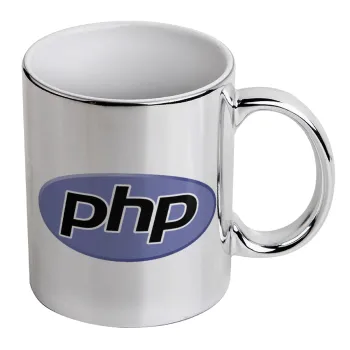 PHP, Mug ceramic, silver mirror, 330ml