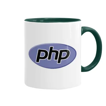 PHP, Κούπα χρωματιστή πράσινη, κεραμική, 330ml