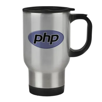 PHP, Stainless steel travel mug with lid, double wall 450ml