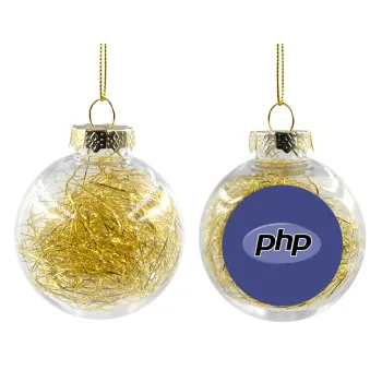 PHP, Transparent Christmas tree ball ornament with gold filling 8cm