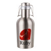 Ruby, Μεταλλικό παγούρι Inox (Stainless steel) με καπάκι ασφαλείας 1L