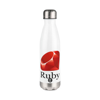 Ruby, Μεταλλικό παγούρι θερμός Λευκό (Stainless steel), διπλού τοιχώματος, 500ml