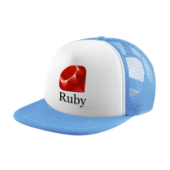 Ruby, Καπέλο παιδικό Soft Trucker με Δίχτυ ΓΑΛΑΖΙΟ/ΛΕΥΚΟ (POLYESTER, ΠΑΙΔΙΚΟ, ONE SIZE)