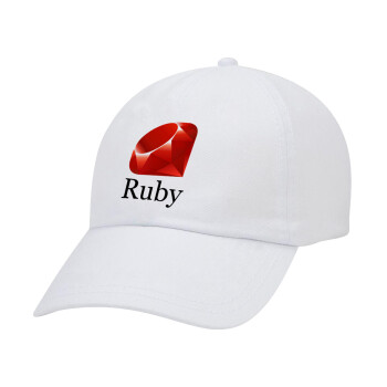 Ruby, Καπέλο Baseball Λευκό (5-φύλλο, unisex)