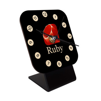 Ruby, Quartz Table clock in natural wood (10cm)