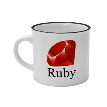 Ruby, Κούπα κεραμική vintage Λευκή/Μαύρη 230ml