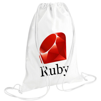 Ruby, Τσάντα πλάτης πουγκί GYMBAG λευκή (28x40cm)