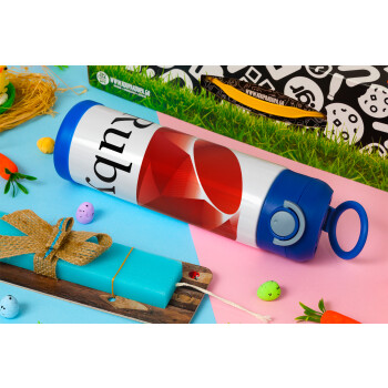 Ruby, Πασχαλινή Λαμπάδα με Παιδικό παγούρι θερμό, ανοξείδωτο, με καλαμάκι ασφαλείας, ΜΠΛΕ (500ml)