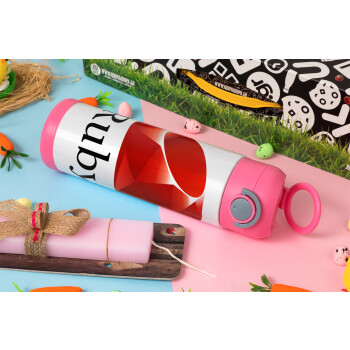 Ruby, Easter candle, Childrens hot water bottle, stainless steel, with safety straw, PINK (500ml)