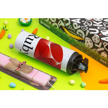 Ruby, Easter candle,Travel Tumbler 2 Lids, with metal straw & cleaning brush & aromatic flat candle (30cm) (PINK)