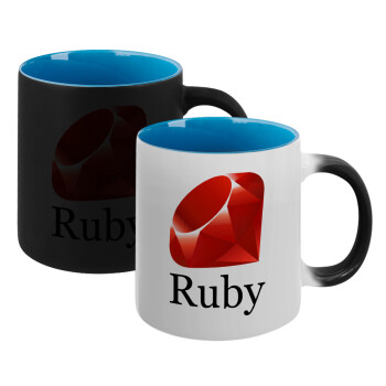 Ruby, Κούπα Μαγική εσωτερικό μπλε, κεραμική 330ml που αλλάζει χρώμα με το ζεστό ρόφημα (1 τεμάχιο)