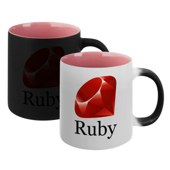 Ruby, Κούπα Μαγική εσωτερικό ΡΟΖ, κεραμική 330ml που αλλάζει χρώμα με το ζεστό ρόφημα (1 τεμάχιο)