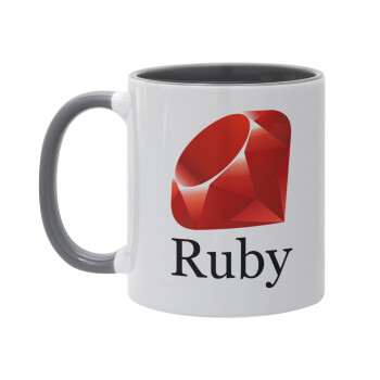 Ruby, Κούπα χρωματιστή γκρι, κεραμική, 330ml