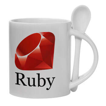 Ruby, Κούπα, κεραμική με κουταλάκι, 330ml (1 τεμάχιο)