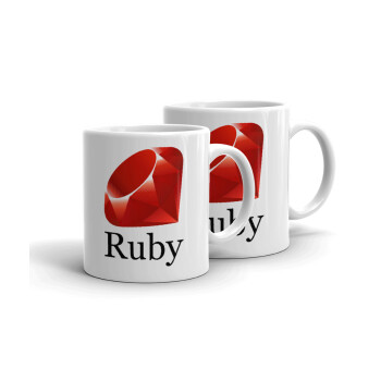 Ruby, Κουπάκια λευκά, κεραμικό, για espresso 75ml (2 τεμάχια)