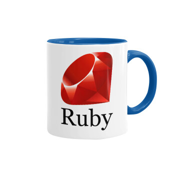 Ruby, Κούπα χρωματιστή μπλε, κεραμική, 330ml