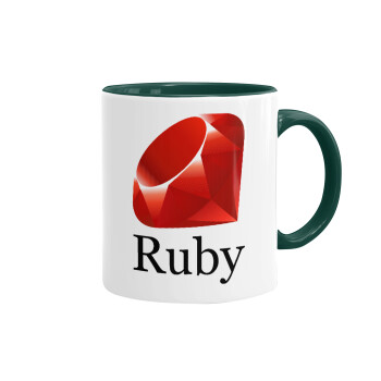 Ruby, Κούπα χρωματιστή πράσινη, κεραμική, 330ml