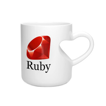 Ruby, Κούπα καρδιά λευκή, κεραμική, 330ml
