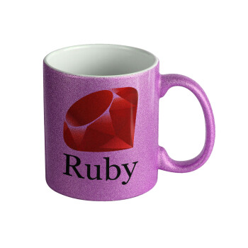Ruby, Κούπα Μωβ Glitter που γυαλίζει, κεραμική, 330ml