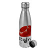 Metallic water bottle, stainless steel, 750ml