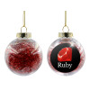 Transparent Christmas tree ball ornament with red filling 8cm