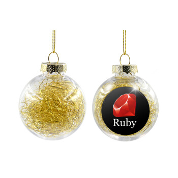Ruby, Χριστουγεννιάτικη μπάλα δένδρου διάφανη με χρυσό γέμισμα 8cm