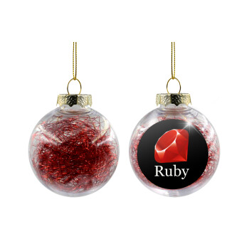 Ruby, Χριστουγεννιάτικη μπάλα δένδρου διάφανη με κόκκινο γέμισμα 8cm