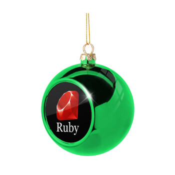 Ruby, Green Christmas tree ornament ball 8cm