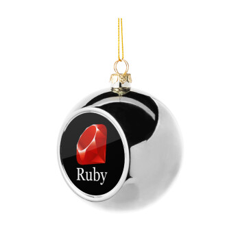 Ruby, Χριστουγεννιάτικη μπάλα δένδρου Ασημένια 8cm