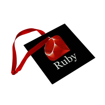 Ruby, Χριστουγεννιάτικο στολίδι γυάλινο τετράγωνο 9x9cm