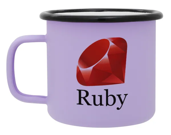 Ruby — Metal enamel mug, matte light pastel purple, 360ml