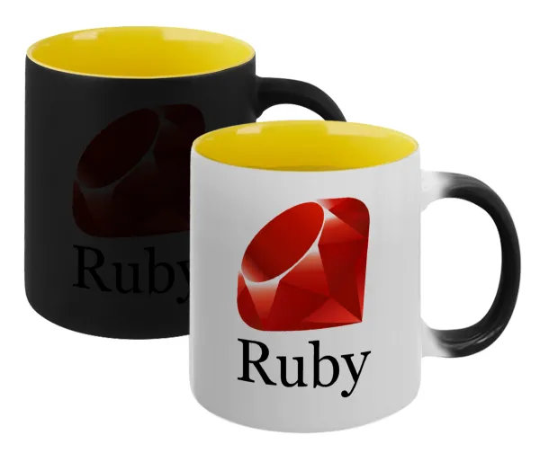 Ruby — Κούπα Μαγική εσωτερικό κίτρινη, κεραμική 330ml που αλλάζει χρώμα με το ζεστό ρόφημα