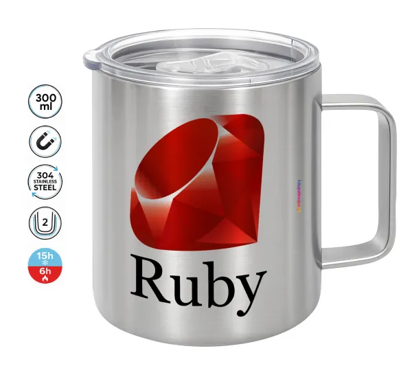 Ruby — Double-walled stainless steel mug 300ml with temperature-retaining lid