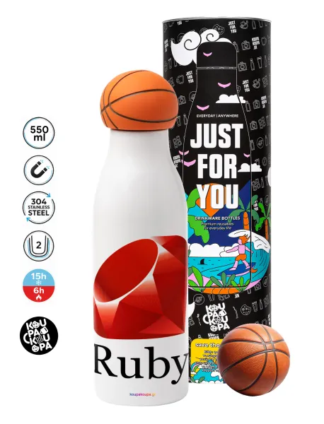 Ruby — Bascetball Metal mug thermos, double wall, 550ml
