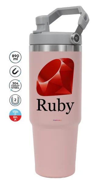 Ruby — PINK Travel Tumbler with Handle 890ml