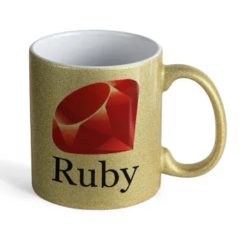 Ruby, Κούπα Χρυσή Glitter που γυαλίζει, κεραμική, 330ml