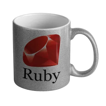 Ruby, Κούπα Ασημένια Glitter που γυαλίζει, κεραμική, 330ml