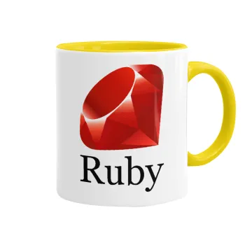 Ruby, Κούπα χρωματιστή κίτρινη, κεραμική, 330ml