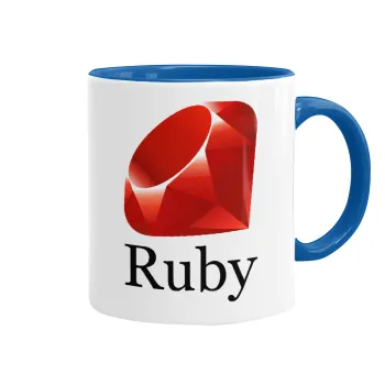Ruby, Κούπα χρωματιστή μπλε, κεραμική, 330ml