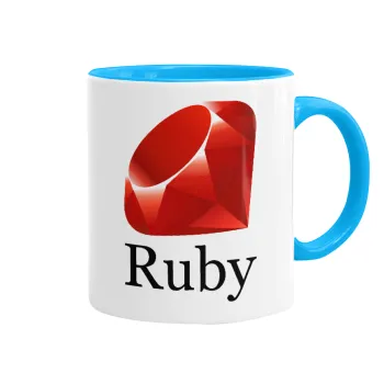 Ruby, Κούπα χρωματιστή γαλάζια, κεραμική, 330ml