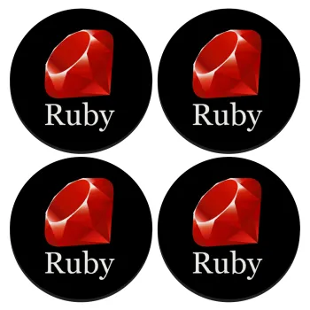 Ruby, ΣΕΤ 4 Σουβέρ ξύλινα στρογγυλά (9cm)